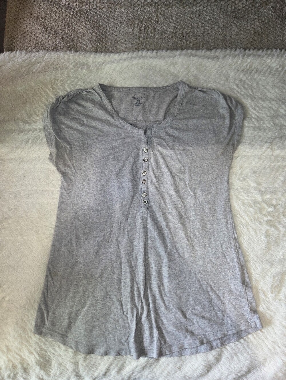Heather Gray Button Henley Tee